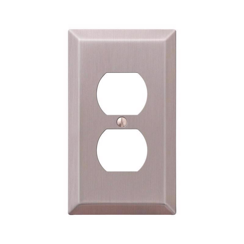 Amerelle Century Brushed Nickel 1 gang Stamped Steel Duplex Wall Plate