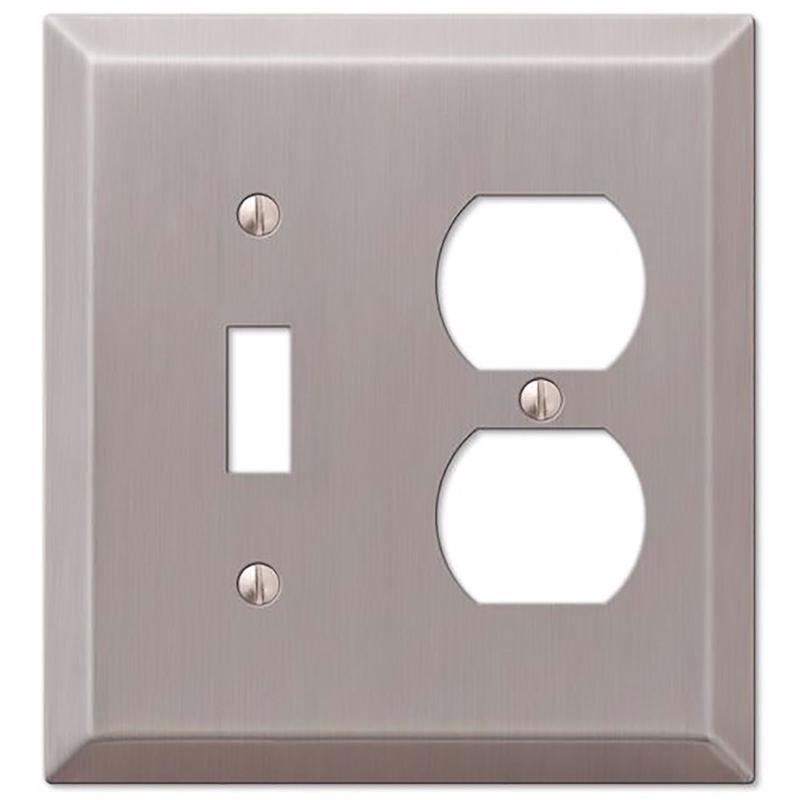 Amerelle Century Brushed Nickel 2 gang Stamped Steel Duplex/Toggle Wall Plate