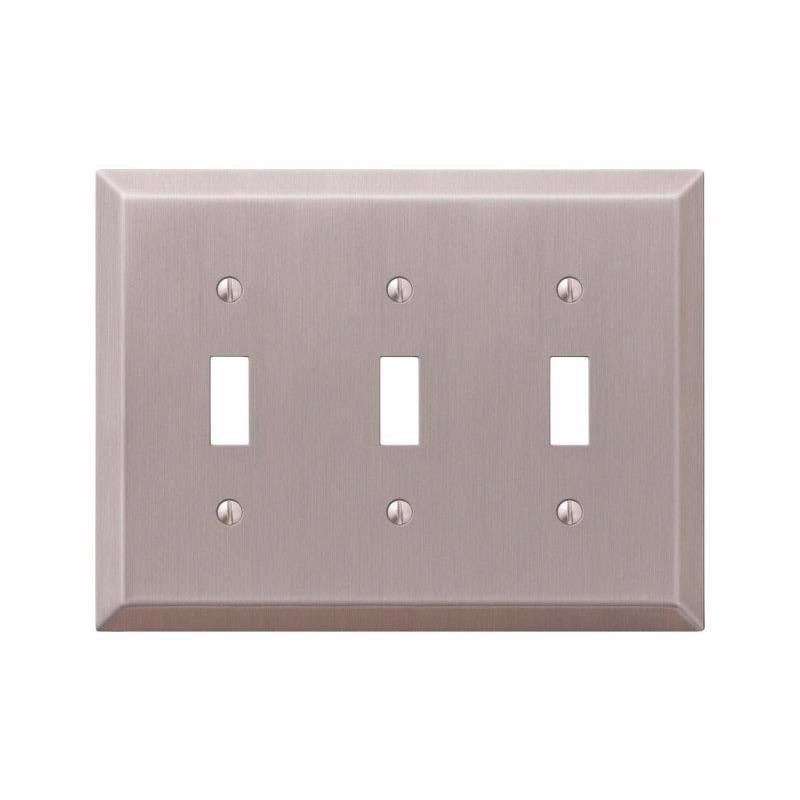 Amerelle Century Brushed Nickel 3 gang Stamped Steel Toggle Wall Plate
