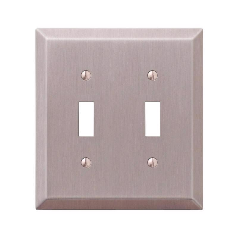 Amerelle Century Brushed Nickel 2 gang Stamped Steel Toggle Wall Plate