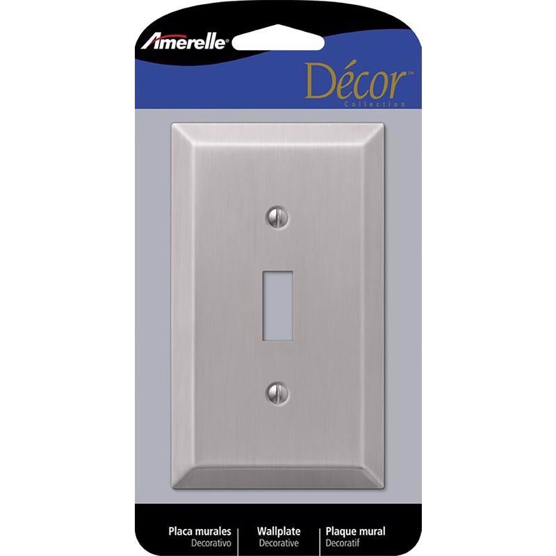 Amerelle Century Brushed Nickel 1 gang Stamped Steel Toggle Wall Plate