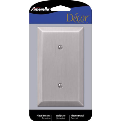 Amerelle Century Brushed Nickel 1 gang Stamped Steel Blank Wall Plate