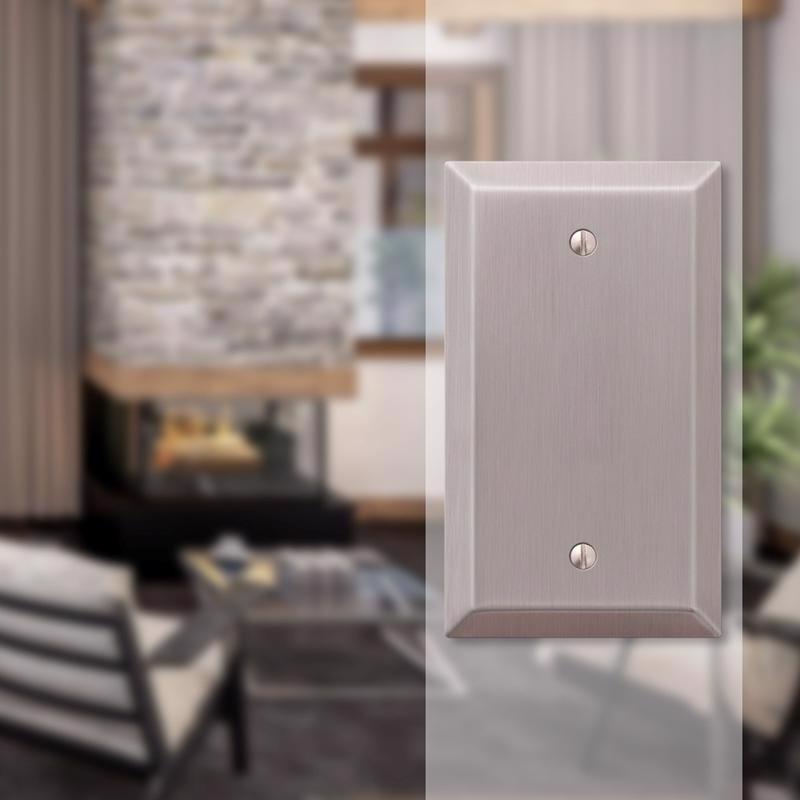 Amerelle Century Brushed Nickel 1 gang Stamped Steel Blank Wall Plate