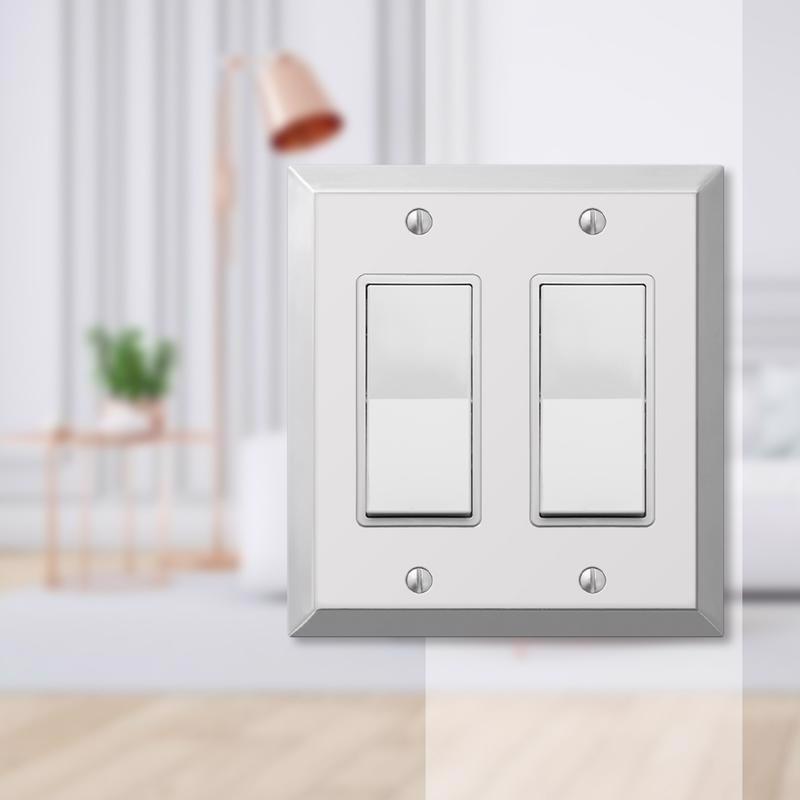Amerelle Century Polished Chrome 2 gang Stamped Steel Decorator Wall Plate