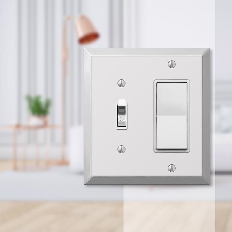Amerelle Century Polished Chrome 2 gang Stamped Steel Decorator/Toggle Wall Plate
