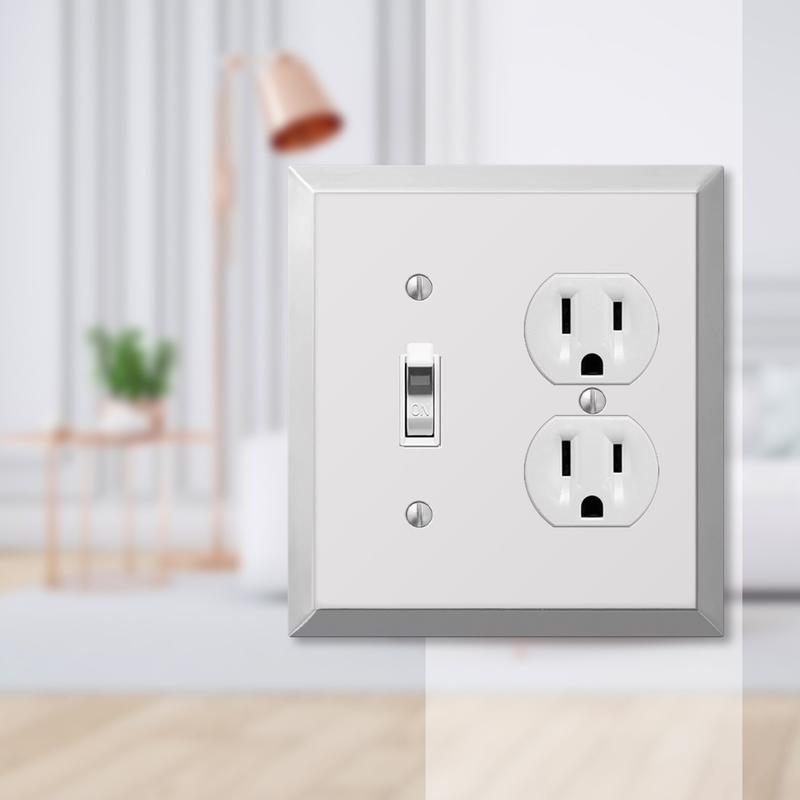 Amerelle Century Polished Chrome 2 gang Stamped Steel Duplex/Toggle Wall Plate