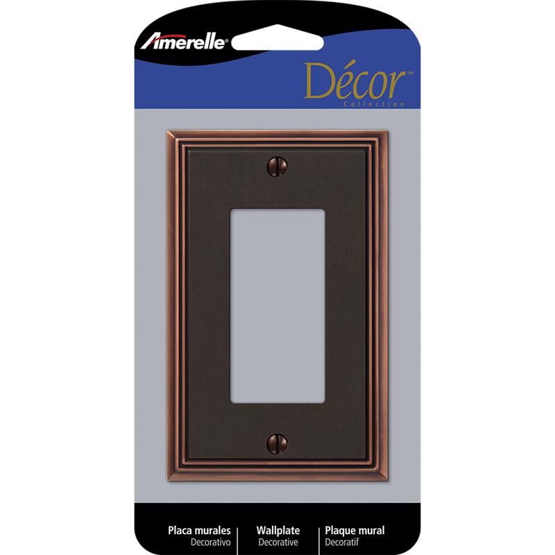 Amerelle Metro Aged Bronze 1 gang Die-Cast Metal Decorator Wall Plate