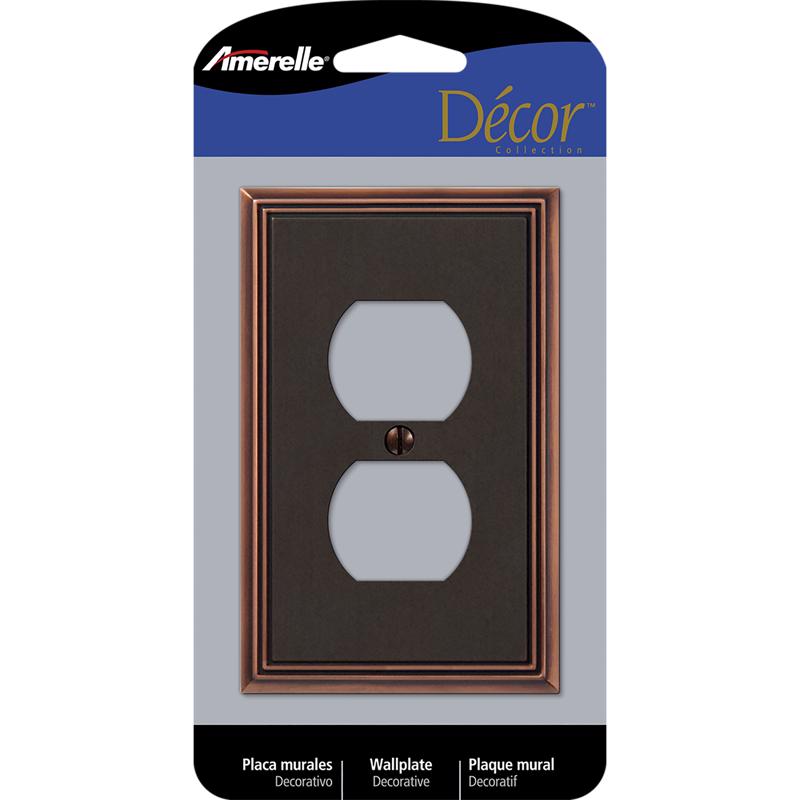 Amerelle Metro Aged Bronze 1 gang Die-Cast Metal Duplex Wall Plate