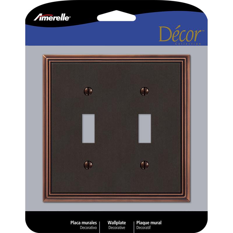 Amerelle Metro Aged Bronze 2 gang Die-Cast Metal Toggle Wall Plate