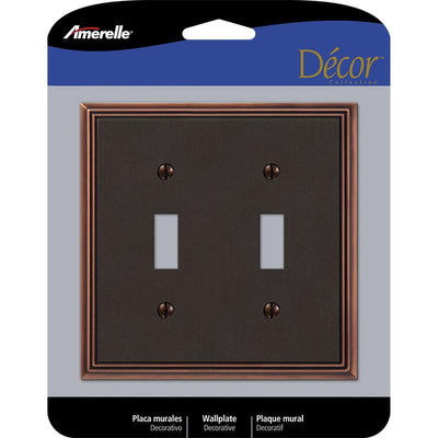 Amerelle Metro Aged Bronze 2 gang Die-Cast Metal Toggle Wall Plate
