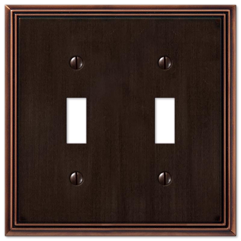 Amerelle Metro Aged Bronze 2 gang Die-Cast Metal Toggle Wall Plate
