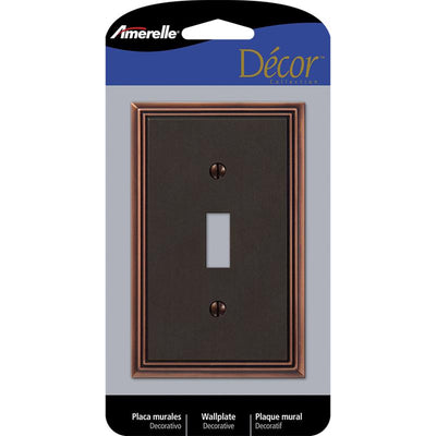 Amerelle Metro Aged Bronze 1 gang Die-Cast Metal Toggle Wall Plate