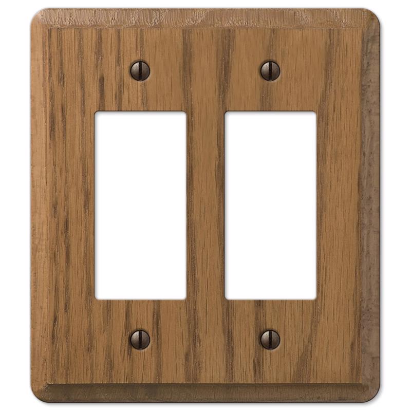 Amerelle Contemporary Medium Brown 2 gang Oak Wood Decorator Wall Plate