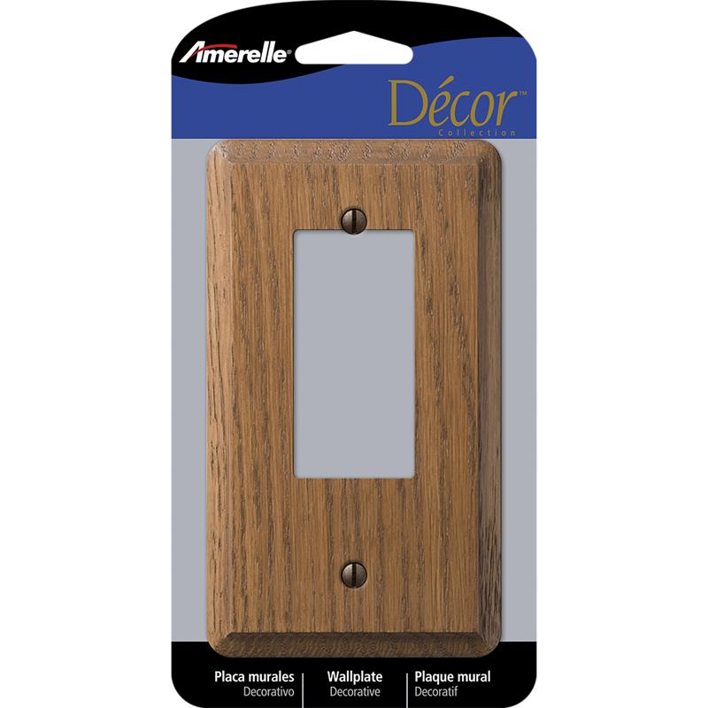 Amerelle Contemporary Brown 1 gang Oak Wood Decorator Wall Plate