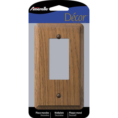 Amerelle Contemporary Brown 1 gang Oak Wood Decorator Wall Plate