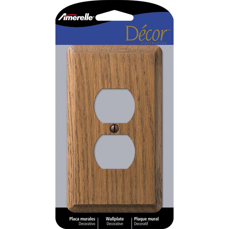 Amerelle Contemporary Brown 1 gang Wood Duplex Wall Plate