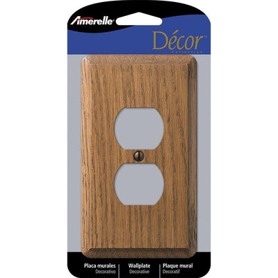 Amerelle Contemporary Brown 1 gang Wood Duplex Wall Plate