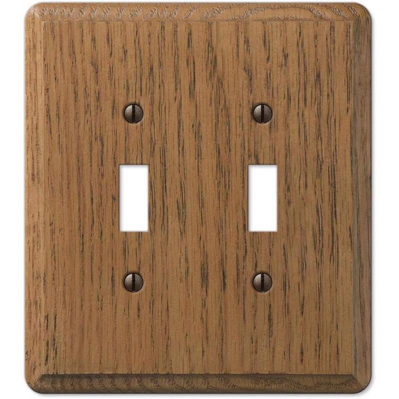 Amerelle Contemporary Medium Brown 2 gang Oak Wood Toggle Wall Plate
