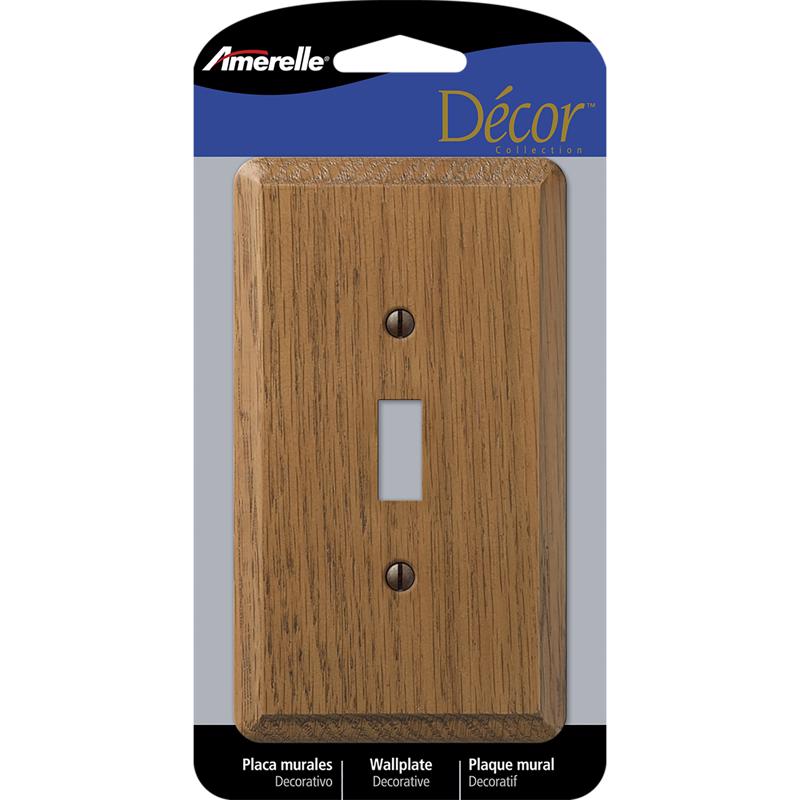 Amerelle Contemporary Medium Brown 1 gang Oak Wood Toggle Wall Plate