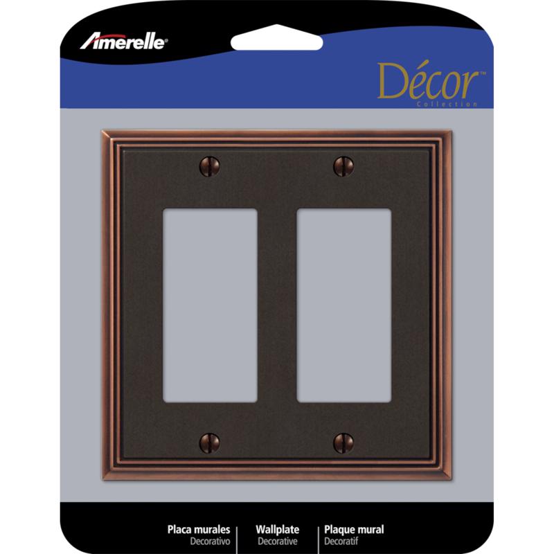 Amerelle Imperial Bead Aged Bronze 2 gang Die-Cast Metal Decorator Wall Plate