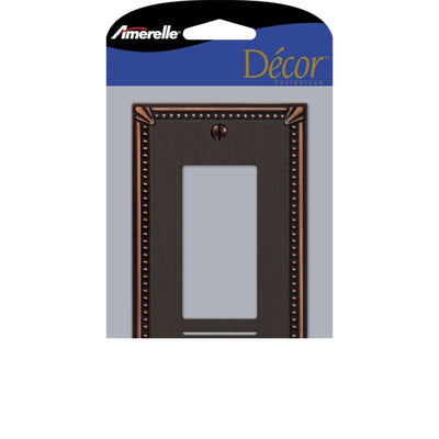Amerelle Imperial Bead Aged Bronze 1 gang Die-Cast Metal Decorator Wall Plate