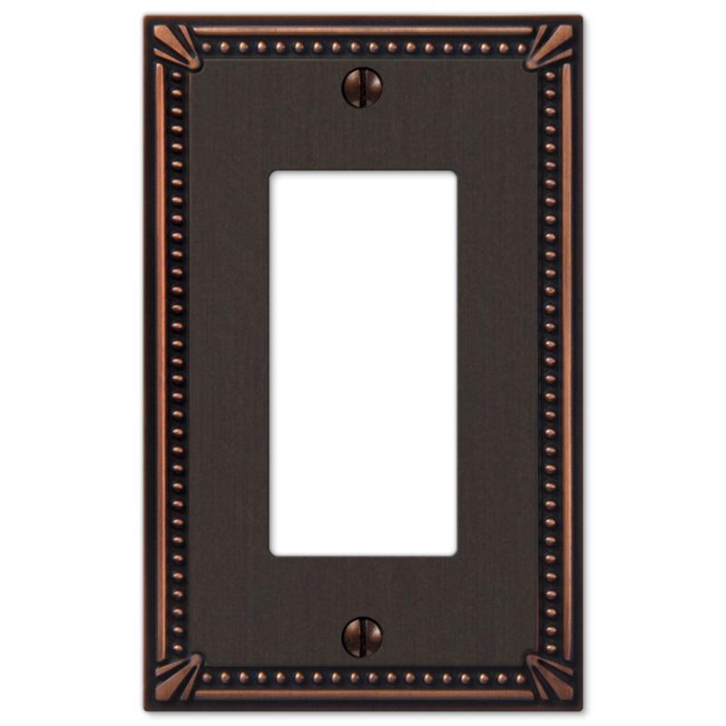 Amerelle Imperial Bead Aged Bronze 1 gang Die-Cast Metal Decorator Wall Plate