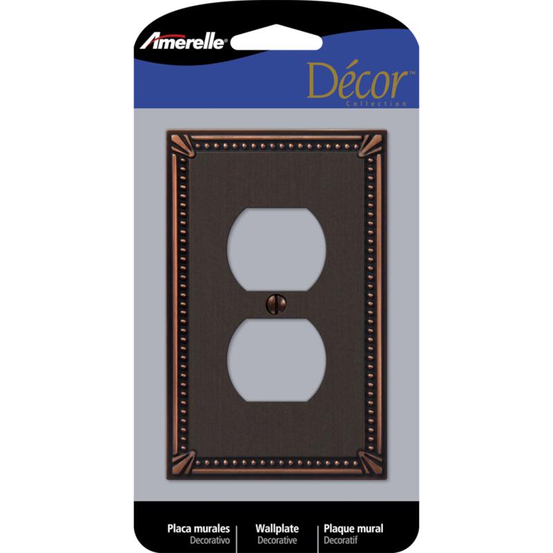 Amerelle Imperial Bead Aged Bronze 1 gang Die-Cast Metal Duplex Wall Plate