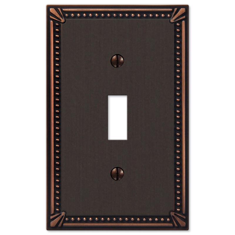 Amerelle Imperial Bead Aged Bronze 1 gang Die-Cast Metal Toggle Wall Plate