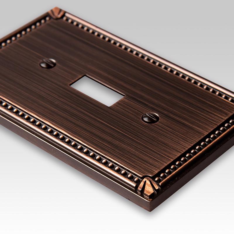 Amerelle Imperial Bead Aged Bronze 1 gang Die-Cast Metal Toggle Wall Plate