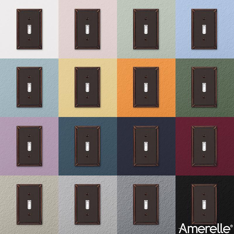 Amerelle Imperial Bead Aged Bronze 1 gang Die-Cast Metal Toggle Wall Plate
