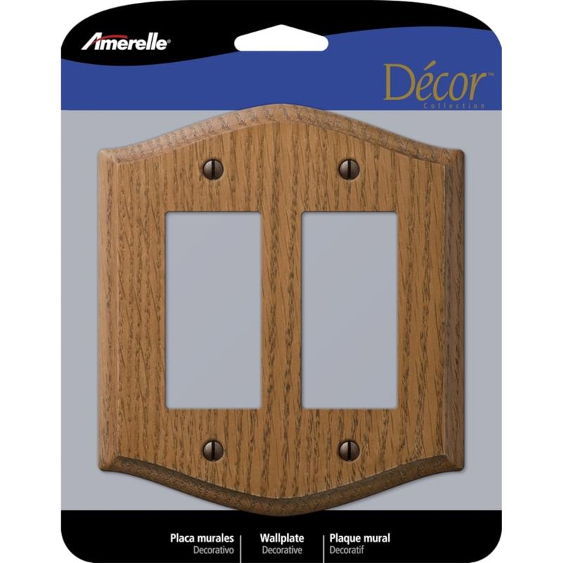 Amerelle Country Medium Brown 2 gang Oak Wood Decorator Wall Plate