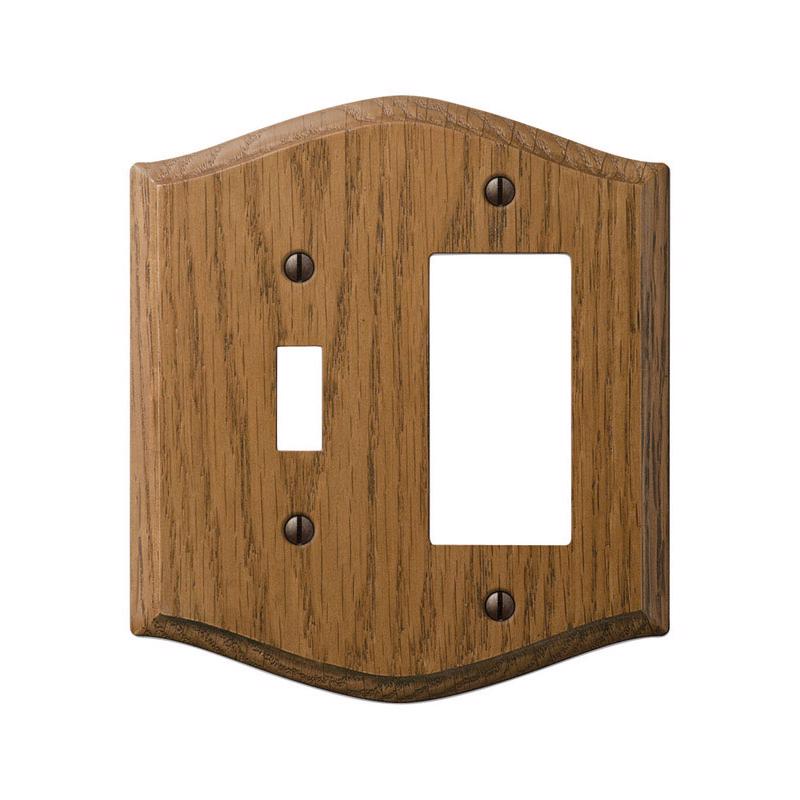 Amerelle Country Medium Brown 2 gang Oak Wood Decorator/Toggle Wall Plate