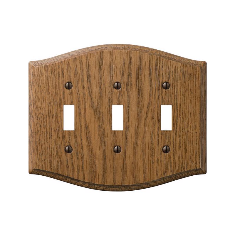 Amerelle Country Medium Brown 3 gang Oak Wood Toggle Wall Plate
