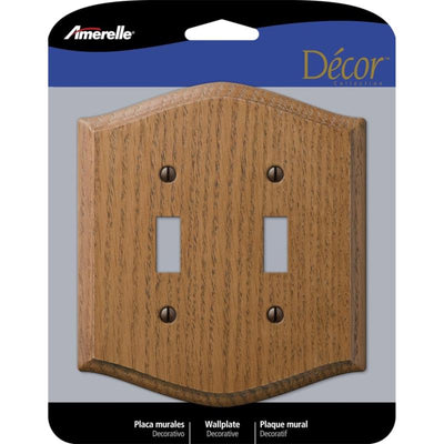 Amerelle Country Brown 2 gang Wood Toggle Wall Plate