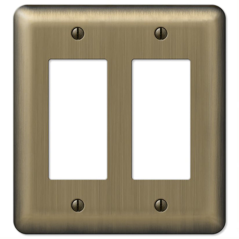 Amerelle Devon Brushed Brass 2 gang Stamped Steel Decorator Wall Plate