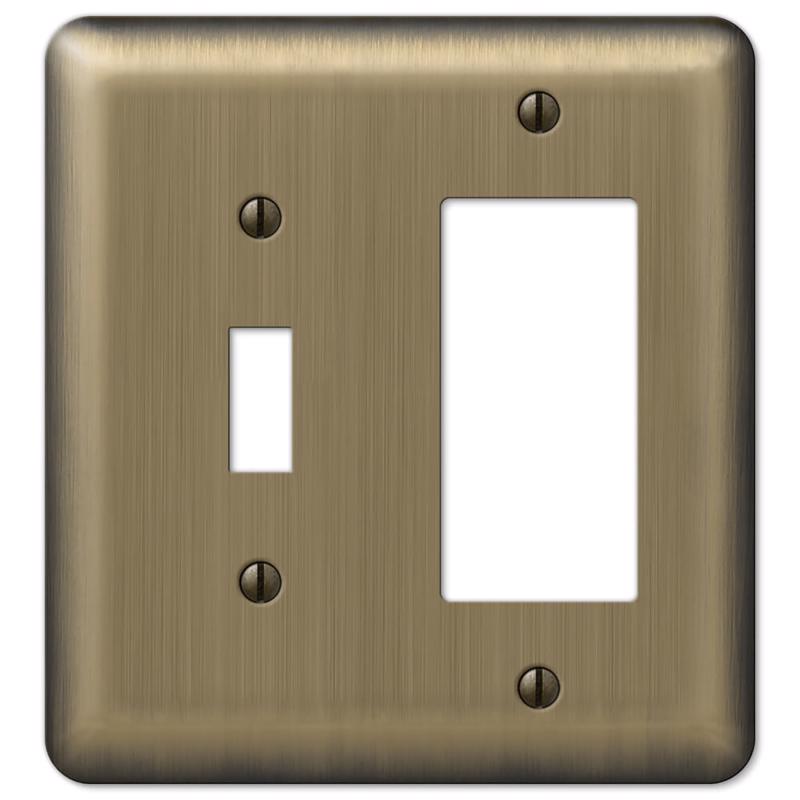 Amerelle Devon Brushed Brass 2 gang Stamped Steel Decorator/Toggle Wall Plate