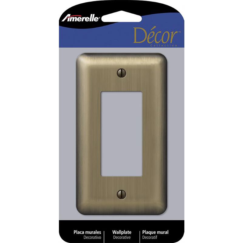 Amerelle Devon Brushed Brass 1 gang Stamped Steel Decorator Wall Plate