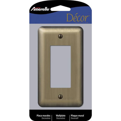 Amerelle Devon Brushed Brass 1 gang Stamped Steel Decorator Wall Plate