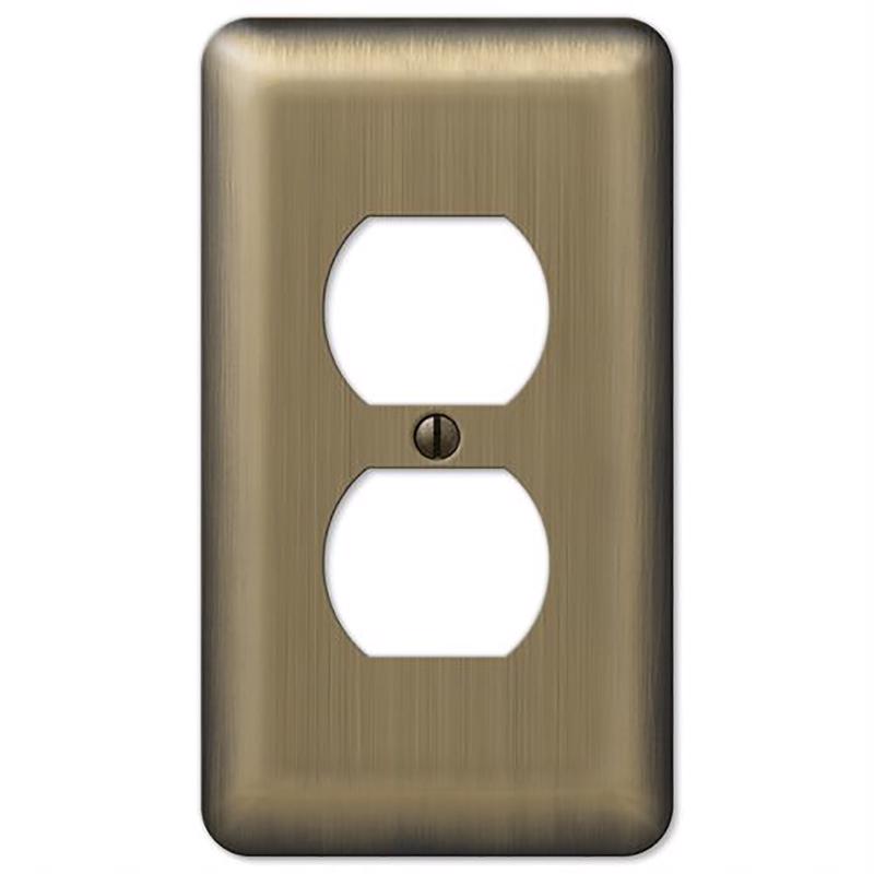 Amerelle Devon Brushed Brass 1 gang Stamped Steel Duplex Wall Plate