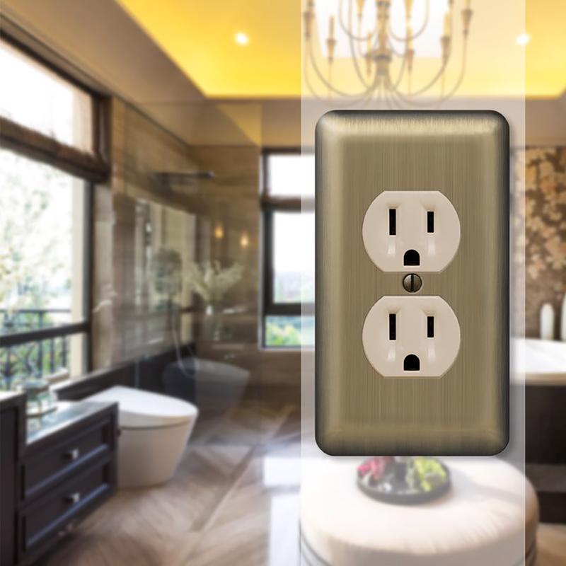 Amerelle Devon Brushed Brass 1 gang Stamped Steel Duplex Wall Plate