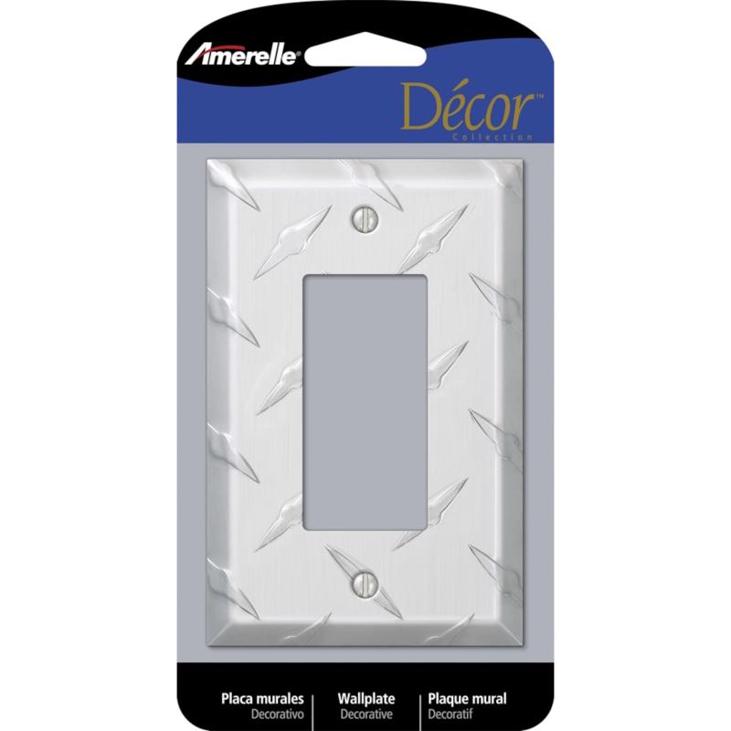 Amerelle Diamond Silver 1 gang Stamped Aluminum Decorator Wall Plate