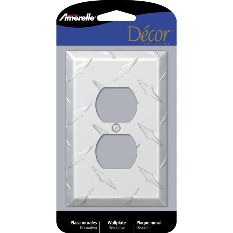 Amerelle Diamond Magnesium 1 gang Stamped Aluminum Duplex Wall Plate