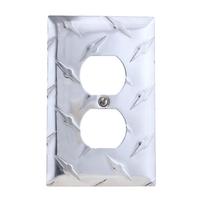 Amerelle Diamond Magnesium 1 gang Stamped Aluminum Duplex Wall Plate