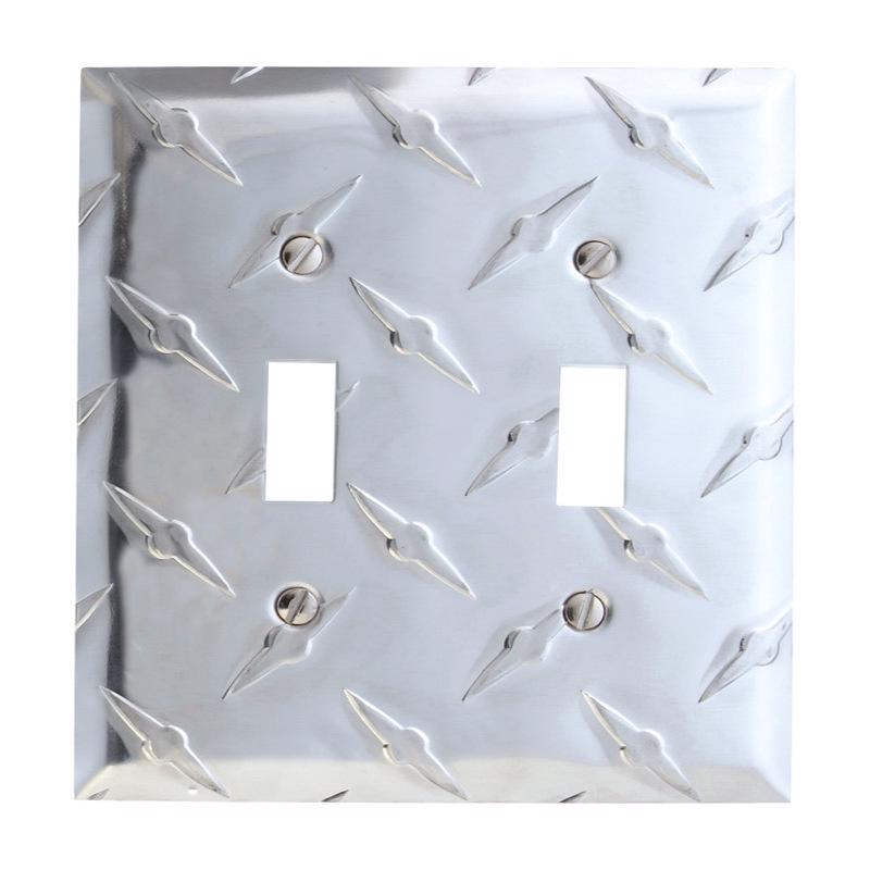 Amerelle Diamond Silver 2 gang Stamped Aluminum Toggle Wall Plate