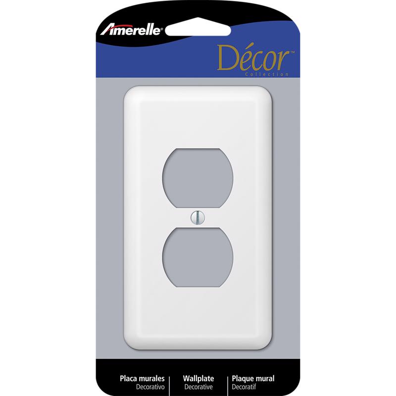 Amerelle Devon White 1 gang Stamped Steel Duplex Wall Plate
