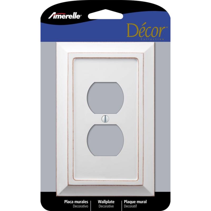 Amerelle Savannah White 1 gang Wood Duplex Wall Plate