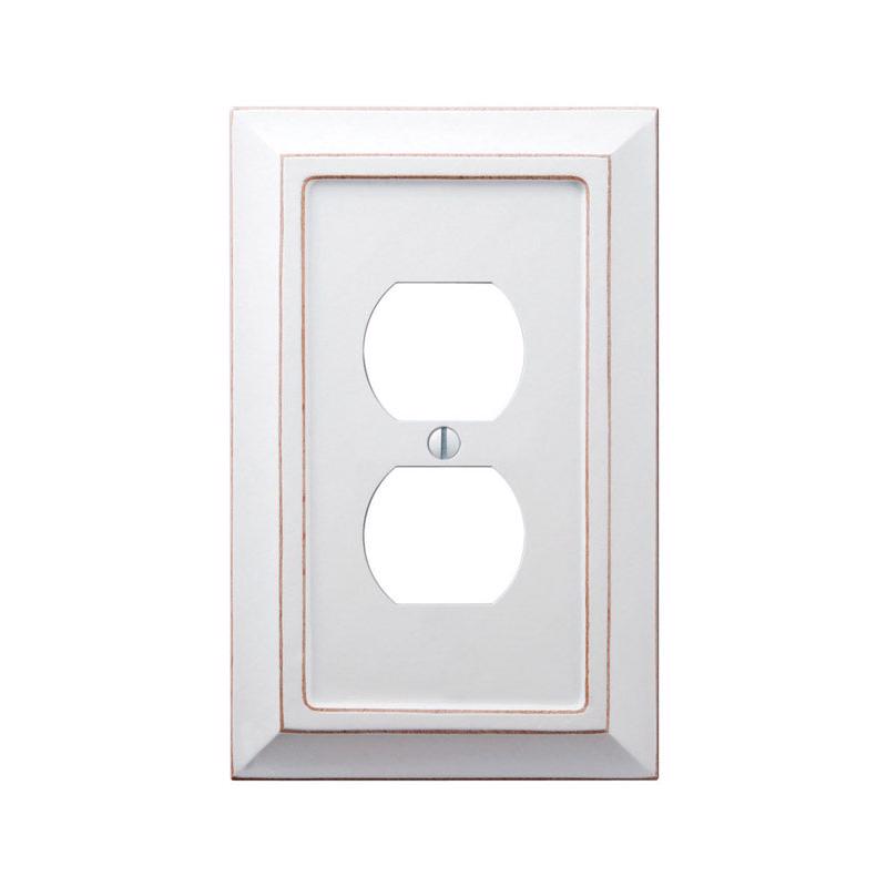 Amerelle Savannah White 1 gang Wood Duplex Wall Plate