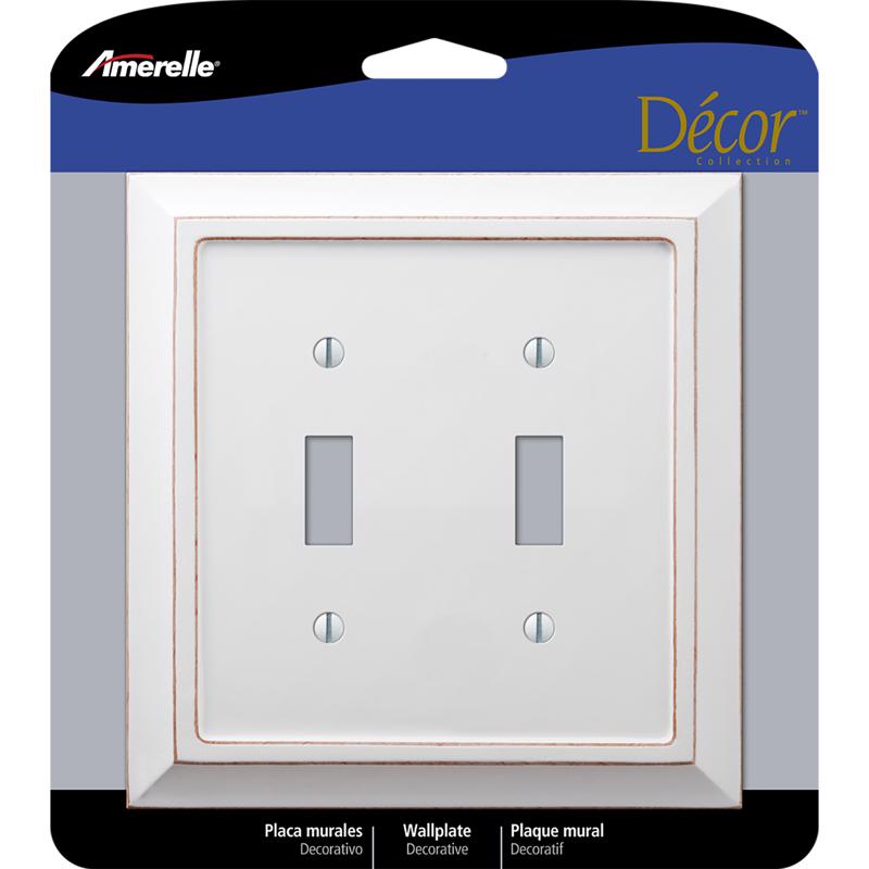 Amerelle Savannah White 2 gang Wood Toggle Wall Plate
