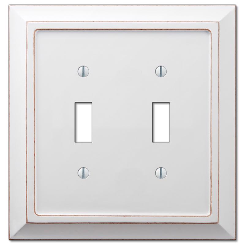 Amerelle Savannah White 2 gang Wood Toggle Wall Plate
