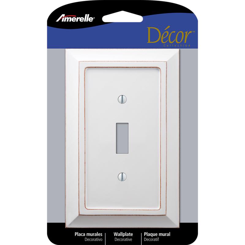 Amerelle Savannah White 1 gang Wood Toggle Wall Plate